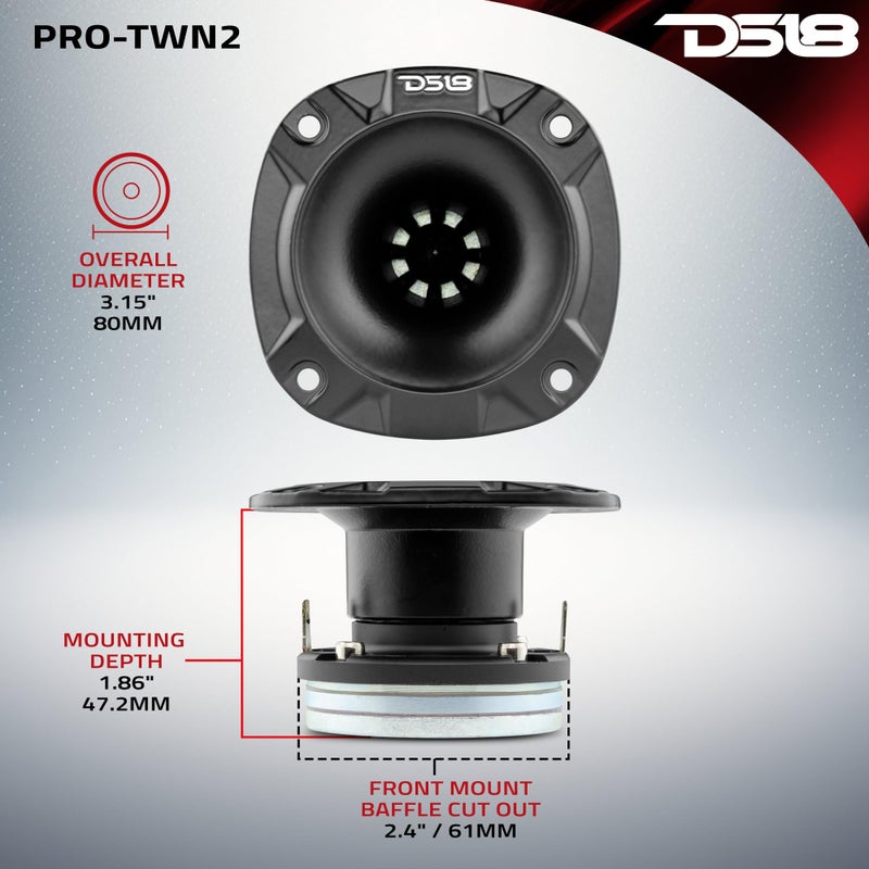 DS18 PRO-TWN2 Super Tweeter with Bullet - 1", Neo Magnet, 200W Max, 100W RMS, 4 Ohms (1 Speaker) - Image 3